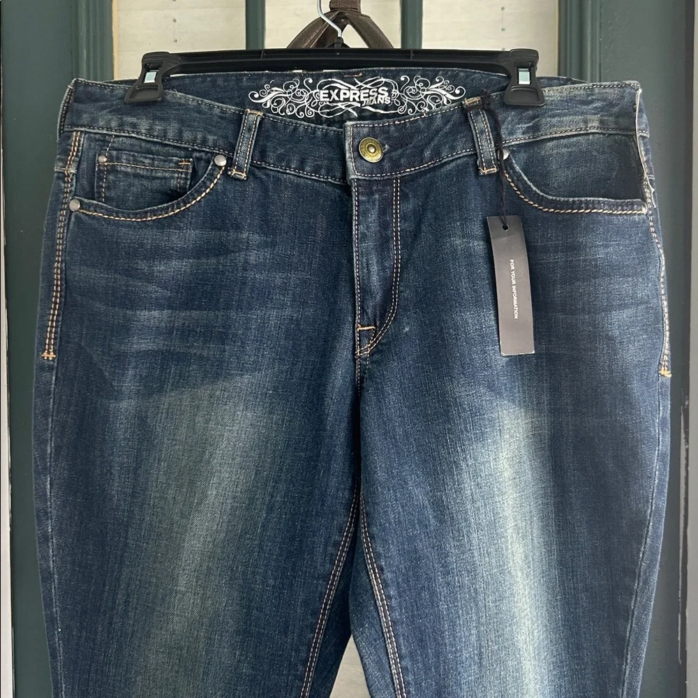 Express Women’s Boot Cut Jeans in Dark Blue Wash